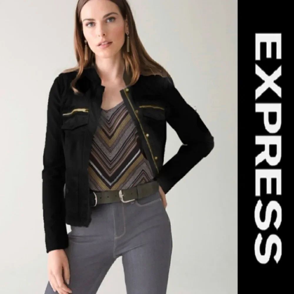 Express Black Utility Cargo Jacket - Picture 1 of 10